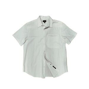 Club Monaco Slim Fit Seersucker Button Down Shirt Casual Ivory Womens Sz Medium